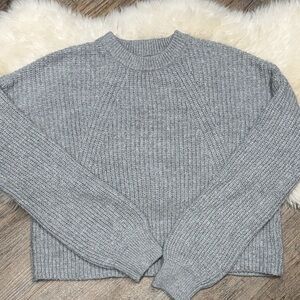 BP Gray Rib-Knit Crewneck oversized cropped sweater size Xs